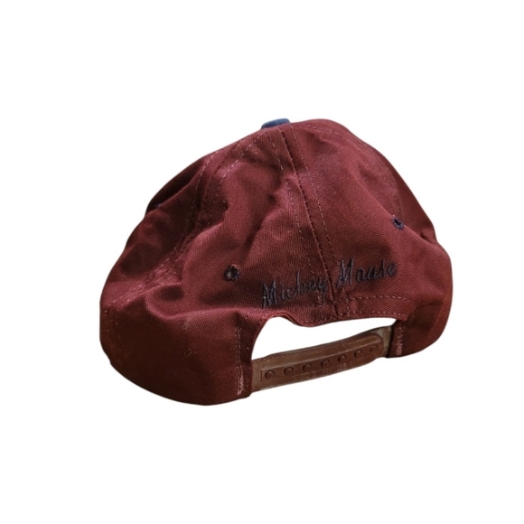 Vintage 90's Disney Mickey Mouse Retro Maroon Snapback Baseball Cap - Picture 3 of 7